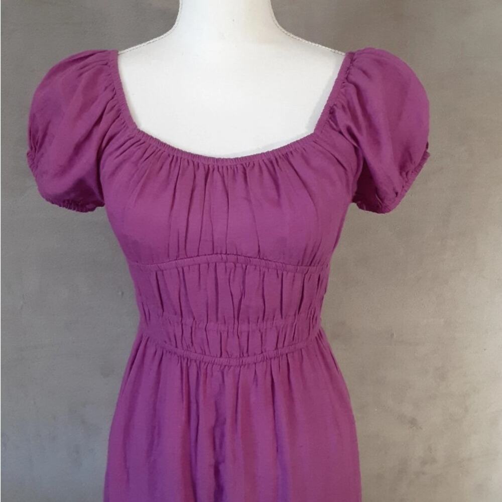 Sim and Sam pink linen smock poplin midi dress 163811DR sz M - Picture 2 of 12